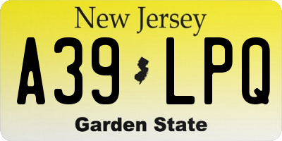 NJ license plate A39LPQ