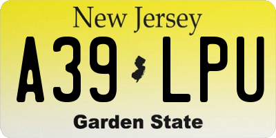 NJ license plate A39LPU