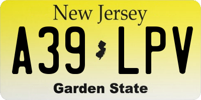 NJ license plate A39LPV