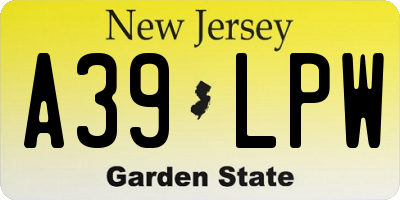 NJ license plate A39LPW
