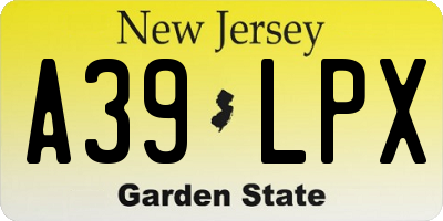 NJ license plate A39LPX