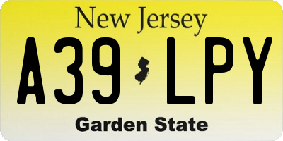 NJ license plate A39LPY