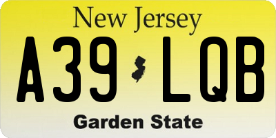 NJ license plate A39LQB