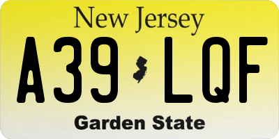 NJ license plate A39LQF