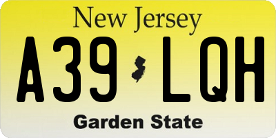 NJ license plate A39LQH