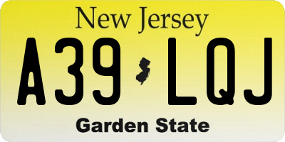 NJ license plate A39LQJ