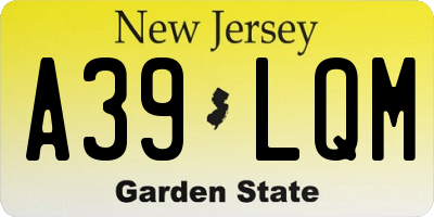 NJ license plate A39LQM