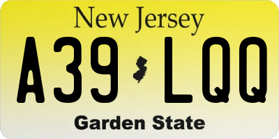 NJ license plate A39LQQ