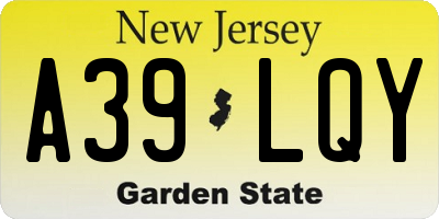 NJ license plate A39LQY