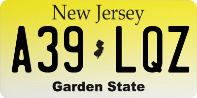 NJ license plate A39LQZ