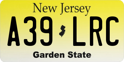 NJ license plate A39LRC