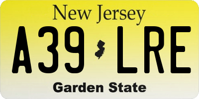 NJ license plate A39LRE