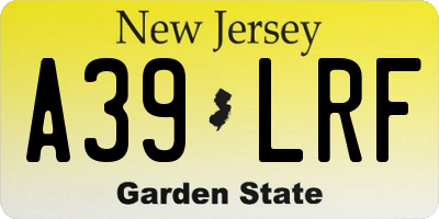 NJ license plate A39LRF