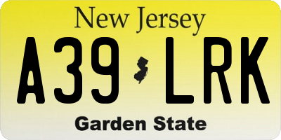 NJ license plate A39LRK