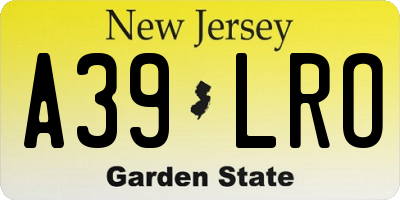 NJ license plate A39LRO