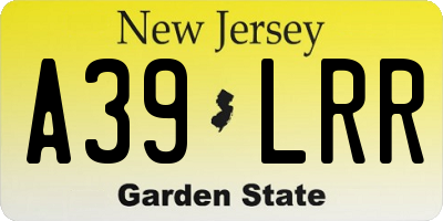 NJ license plate A39LRR