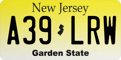 NJ license plate A39LRW