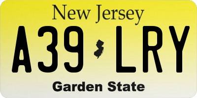 NJ license plate A39LRY