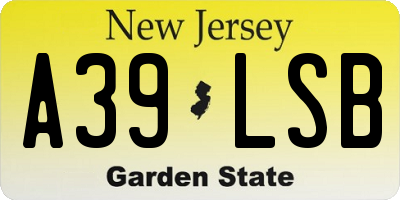 NJ license plate A39LSB