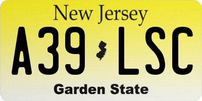 NJ license plate A39LSC
