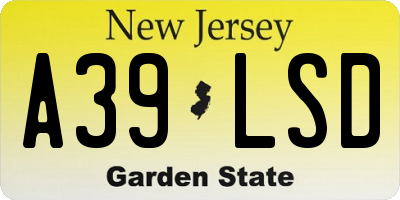 NJ license plate A39LSD