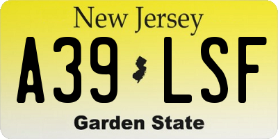 NJ license plate A39LSF
