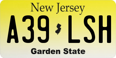 NJ license plate A39LSH
