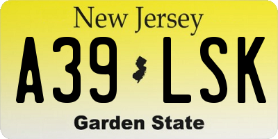 NJ license plate A39LSK