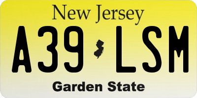 NJ license plate A39LSM