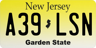 NJ license plate A39LSN