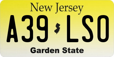 NJ license plate A39LSO