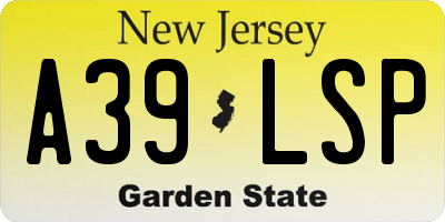 NJ license plate A39LSP