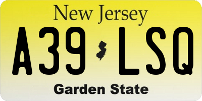 NJ license plate A39LSQ