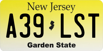 NJ license plate A39LST