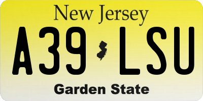 NJ license plate A39LSU