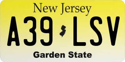 NJ license plate A39LSV