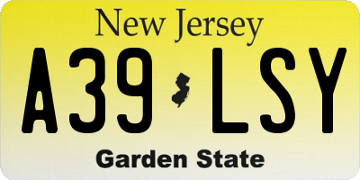NJ license plate A39LSY