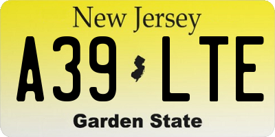 NJ license plate A39LTE
