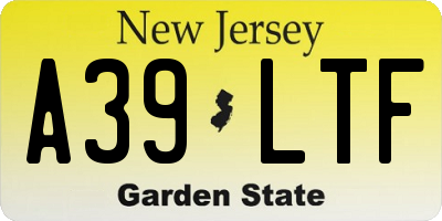 NJ license plate A39LTF