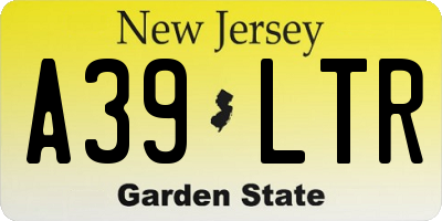 NJ license plate A39LTR