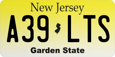 NJ license plate A39LTS