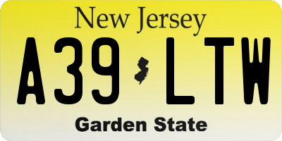 NJ license plate A39LTW