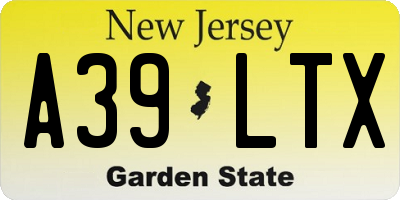NJ license plate A39LTX
