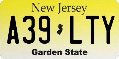 NJ license plate A39LTY