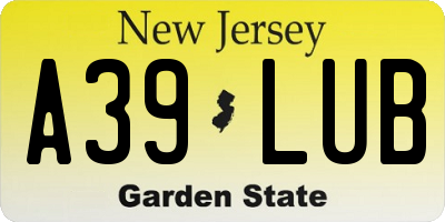 NJ license plate A39LUB