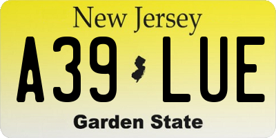 NJ license plate A39LUE