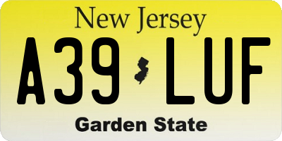 NJ license plate A39LUF