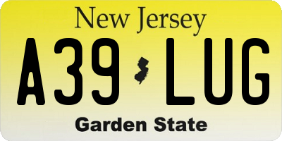 NJ license plate A39LUG