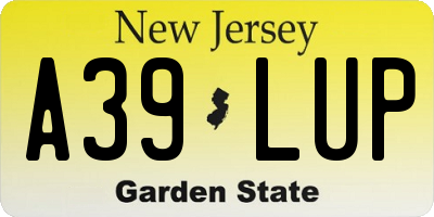 NJ license plate A39LUP