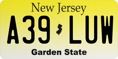 NJ license plate A39LUW